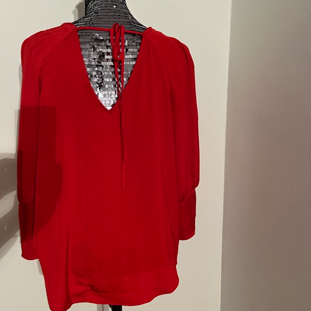 Red Buttoned Express Blouse - image 5